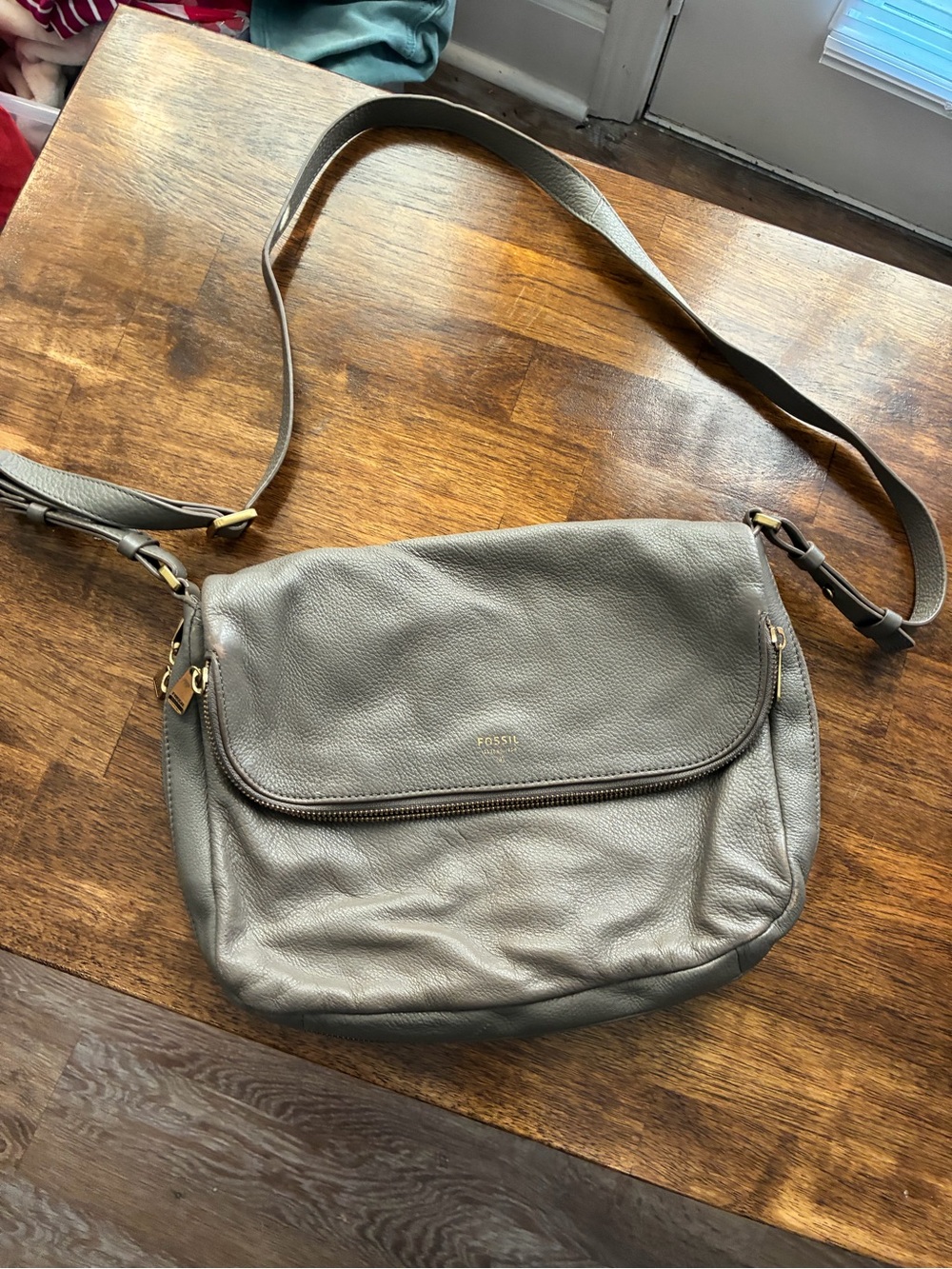 Fossil Gray Leather Crossbody Bag - Picture 2 of 16